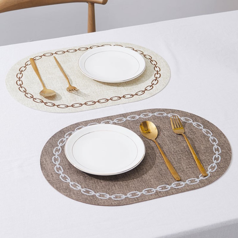 Kitchen Gadgets Luxury - 楕円形の革製テーブルシート,高級キッチンマット,クリームテーブルクロス,コーヒーウェア,キッチンアクセサリー