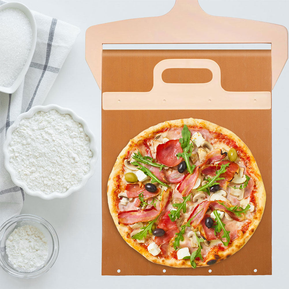 Pizza Stone Baking - 2枚組スライド式ピザピール、耐熱性クロス、ノンスティックベーキングマット、耐熱ピザトランスファー、再利用可能なベーキングシートライナー