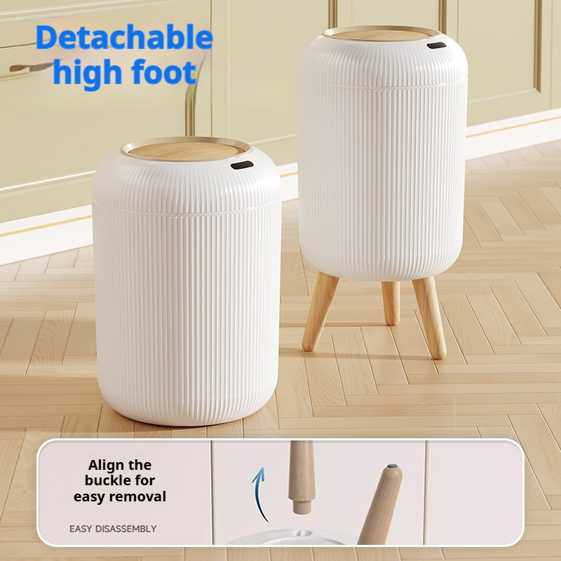 Kitchen Gadgets Luxury - 10L木目調スマートセンサー式ゴミ箱 自動開閉 高級 キッチン/バスルーム/リビングルーム用 ハイ スツール