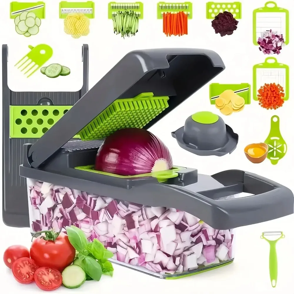 Kitchen Gadgets Luxury - 多機能野菜チョッパーハンドル食品格子食品チョッパー野菜スライサーダイサーカット 14/16 で 1 キッチンアイテム Cocina