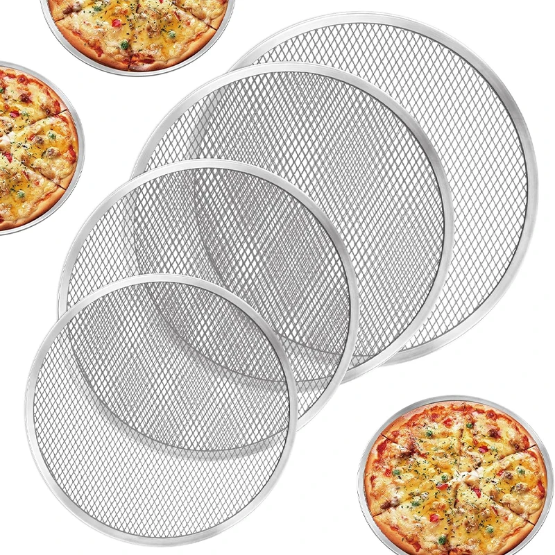 Pizza Stone Baking - 丸いアルミ製ピザスクリーンベーキングトレイ,日曜大工の金属ネット,オーブン用の焦げ付き防止型,シームレス,8,10,12,14