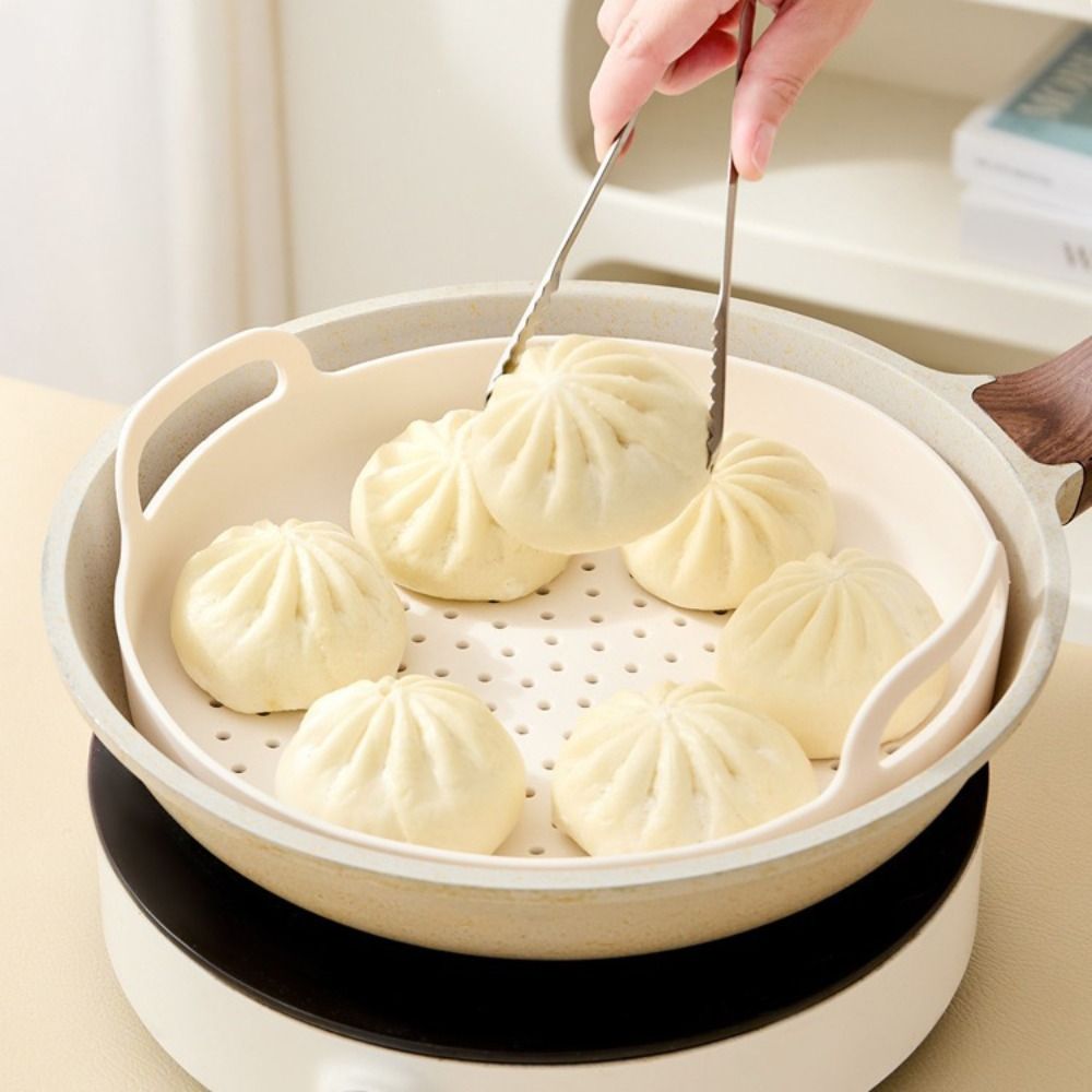Silicone Steamer Basket - ノンスティックシリコン蒸し器バスケット耐熱耐油フードスチーマーパッド丸型ハンドル付き再利用可能な蒸し器マット