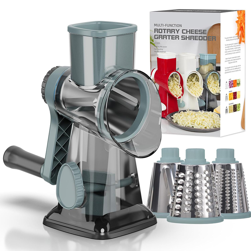 Kitchen Gadgets Luxury - LMETJMA 3 in 1 ロータリーチーズおろし金多用途手動野菜スライサーピーナッツナッツグラインダーチーズ野菜シュレッダークリア JT242