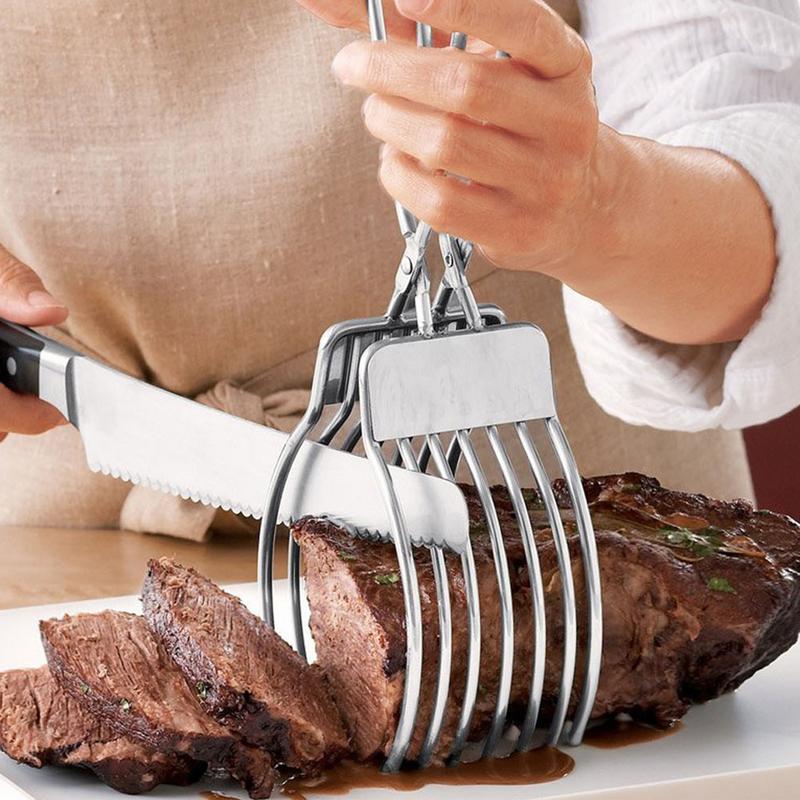 Kitchen Gadgets Guide - 玉ねぎホルダースライス用手動パンクランプローストトング多機能バーベキュークリップガイドローストビーフカッターキッチンガジェット
