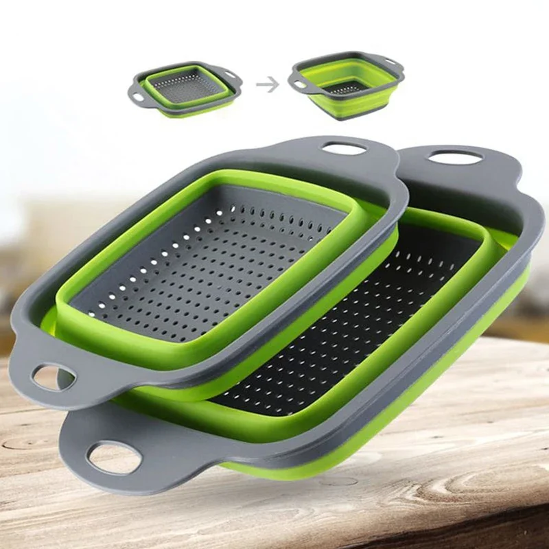 Silicone Steamer Basket - 新しい折りたたみ野菜洗濯バスケット野菜果物フィルターポータブルザル折りたたみ水切りキッチンアクセサリーガジェット