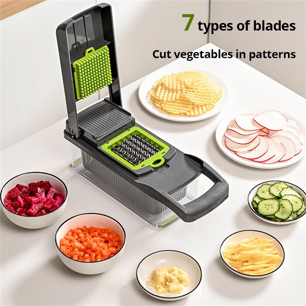 Household Kitchen Gadgets Vegetable Cutter Silk Cutter - 16個入り野菜カッター多機能スライサーフルーツポテトピーラーニンジンおろし金キッチンアクセサリーバスケット野菜スライサー