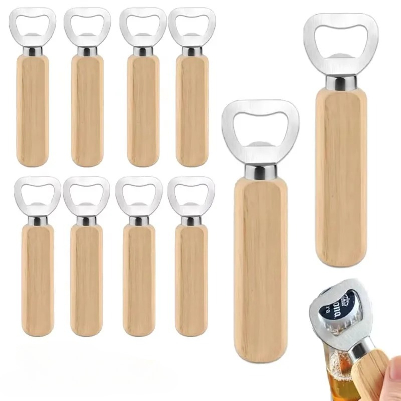 Kitchen Gadgets To Gift - ステンレス鋼木製ボトルオープナー 家庭用キッチンバーレストランパーティーギフトキッチンアクセサリーガジェット