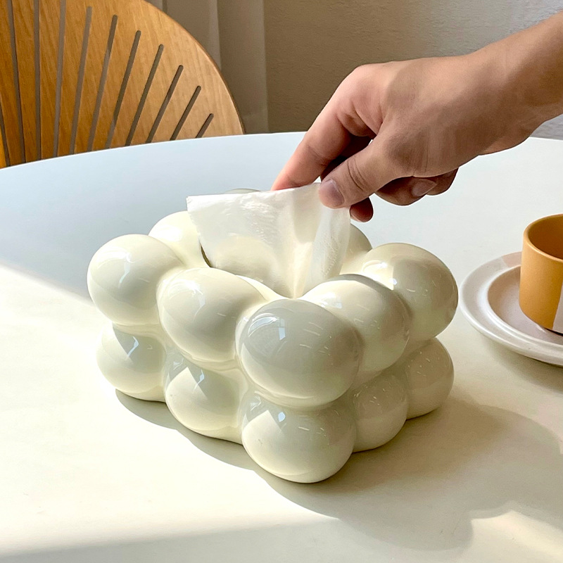 Kitchen Gadgets Luxury - ライトラグジュアリーティッシュボックス セラミックティッシュボックス 寝室、リビングルーム、車、家の装飾、キッチン用品に最適