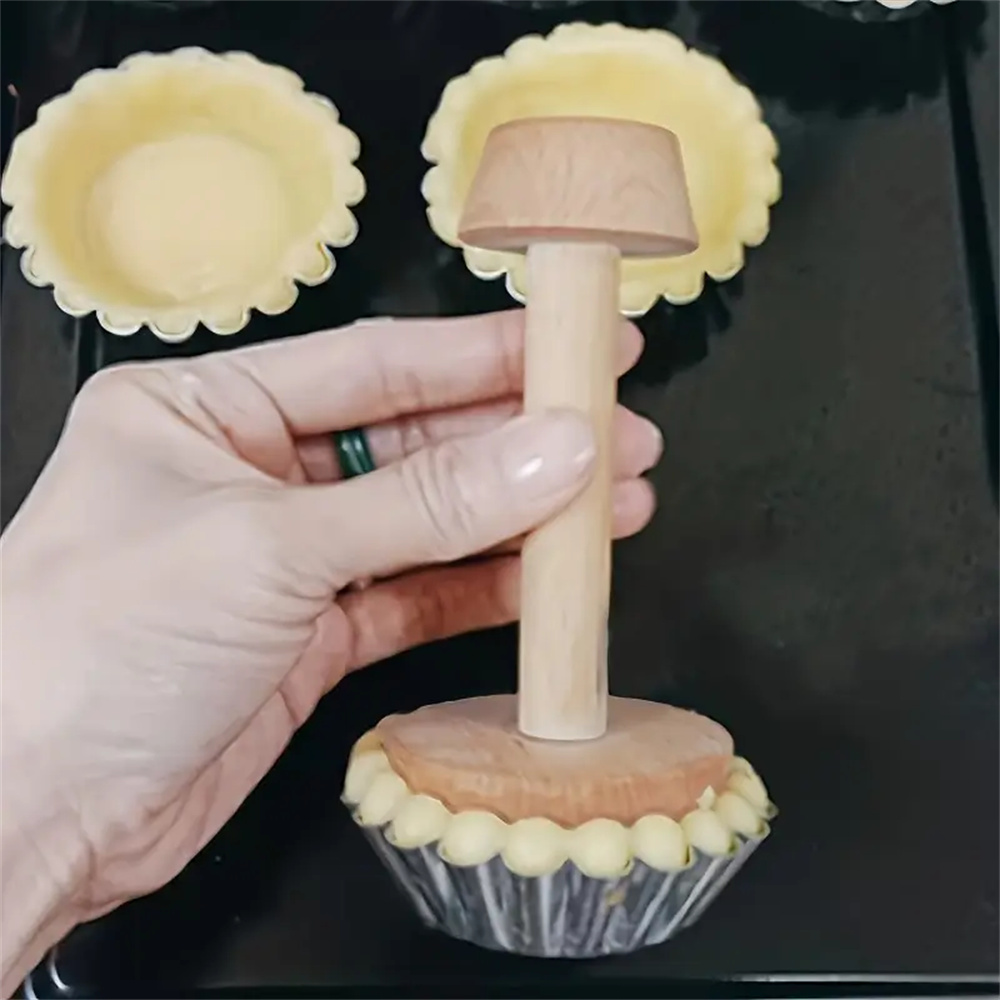 Kitchen Gadgets For Cooking - プレミアム木製エッグタルト型両面タルトタンパーペストリー型プッシャーベーキングエッグタルトパイケーキキッチンガジェットツール
