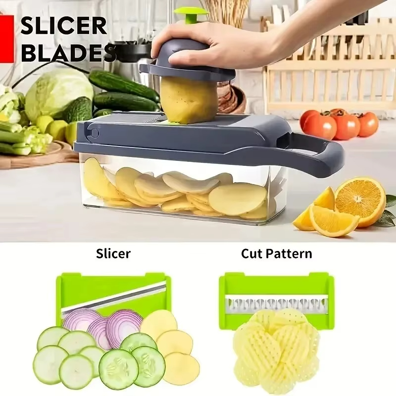 Household Kitchen Gadgets Vegetable Cutter Silk Cutter - 高級野菜カッター - 多機能アクセサリー（刃/ブラシ/バスケット）、オールインワンキッチン調理器具、単品