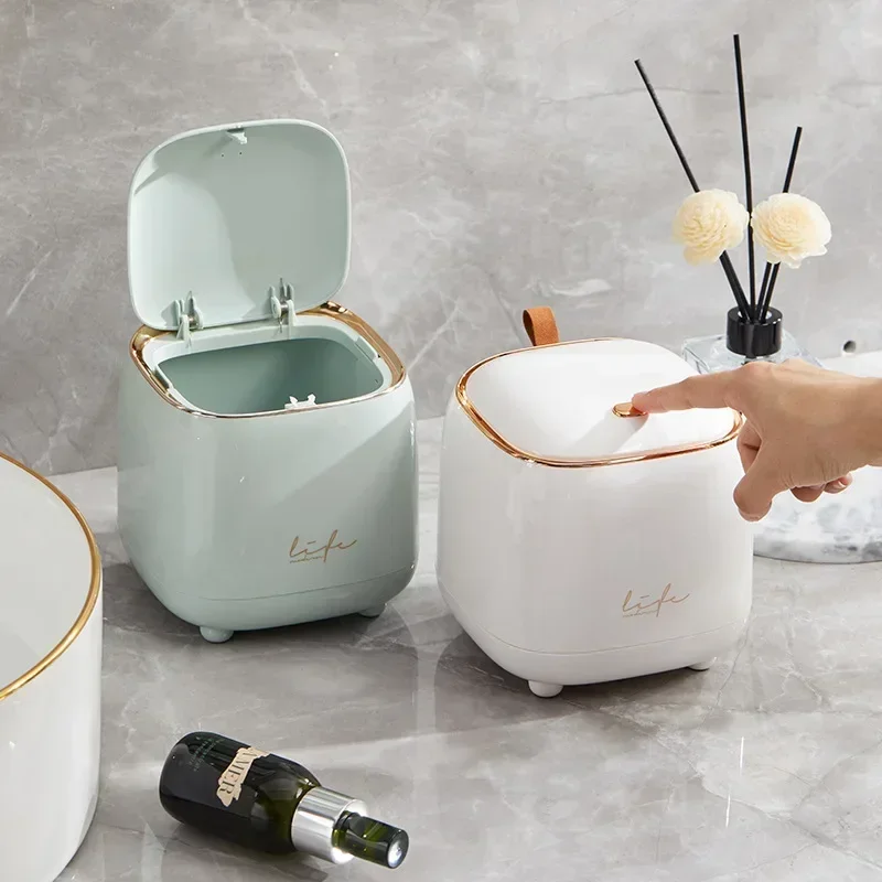 Kitchen Gadgets Luxury - 軽量高級感のある卓上ゴミ箱、二層式コーヒーテーブルカバー、小型収納バケツ、キッチン/バスルーム用ゴミ箱