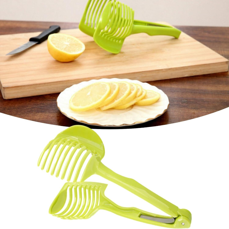 Kitchen Gadgets Guide - 滑り止めトマトスライサーガイド、フルーツスライスホルダー、ハンドヘルド野菜カッターガード、均一なスライスを実現するキッチン安全ツールガジェット