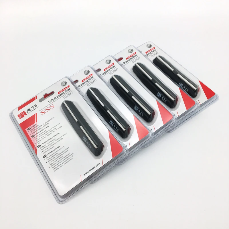 Kitchen Gadgets Guide - キッチンガジェット、角度ガイド付きシャープナー、PP＆セラミック素材、キッチンナイフ＆ペアリングナイフ用研磨石補助ツール
