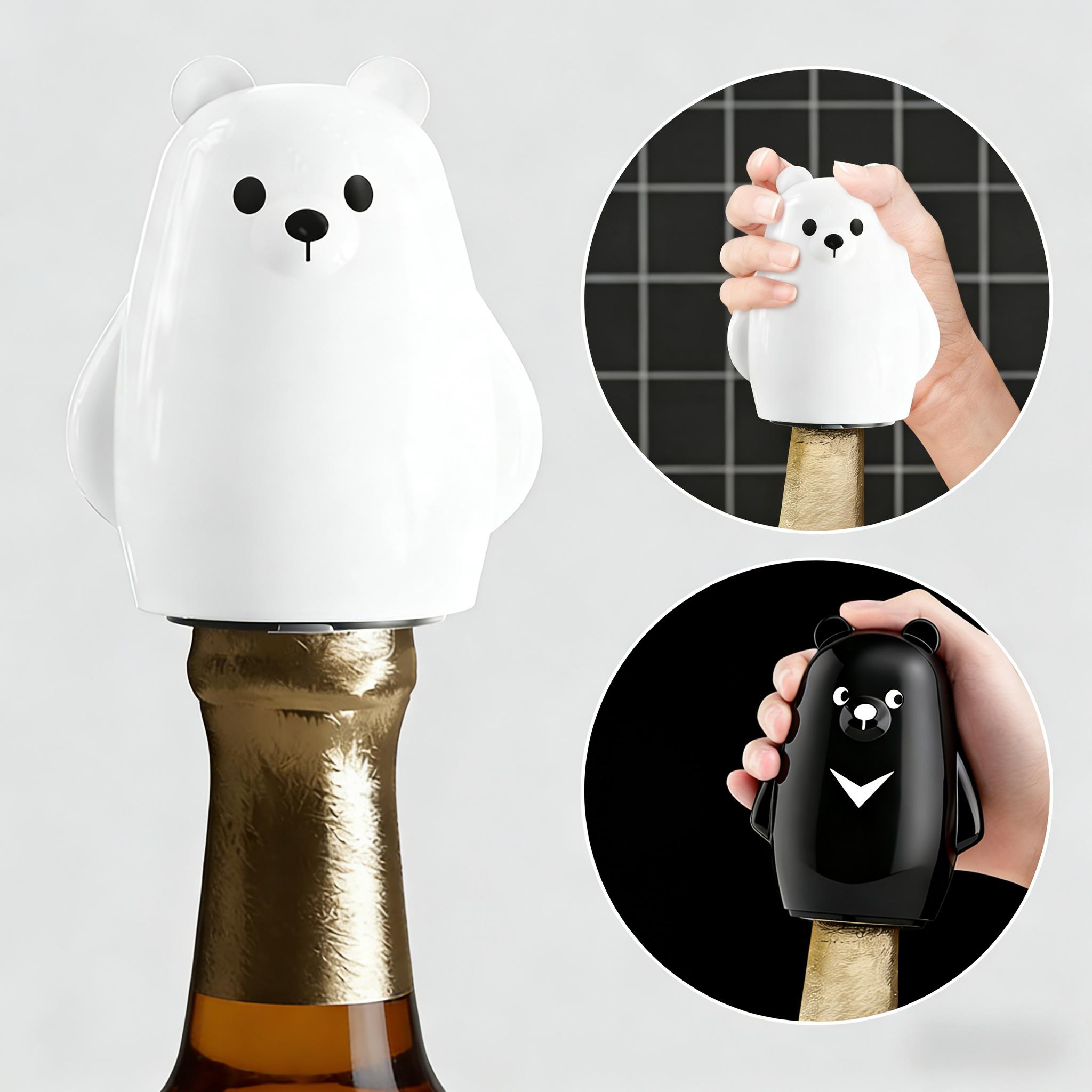 Kitchen Gadgets Gift Ideas - かわいい白黒のクマのボトルオープナー、動物の形をしたビールキャップオープナー、ユニークなデザイン、クールなギフトアイデア、キッチンガジェット、バーアクセサリー