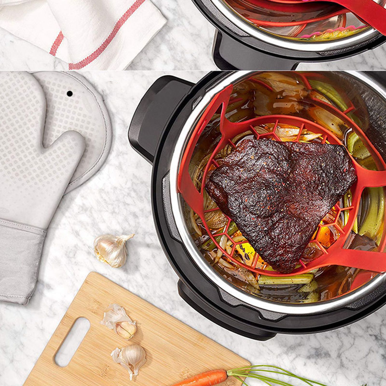 4個セット シリコン製キッチンツール ベーキングトレイ スリ - Silicone Steamer Basket のレビューと価格