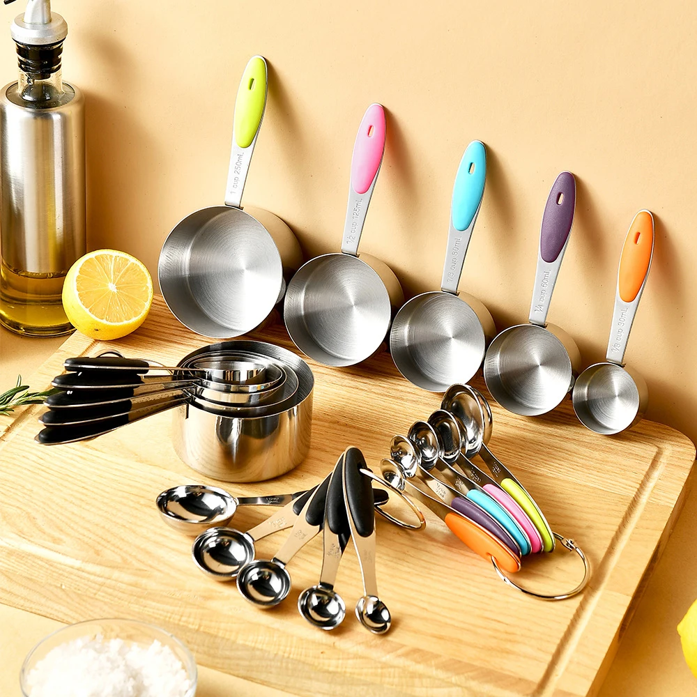 5/10 個ステンレス鋼計量カップとスプーンセットキッチンア - Kitchen Gadgets Sale のレビューと価格