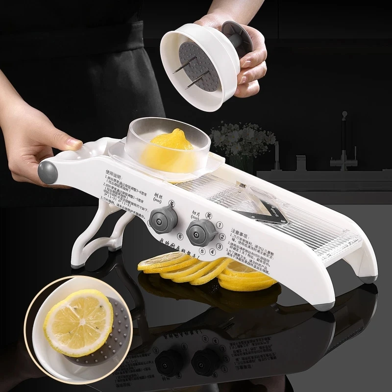 多機能レモンスライサー野菜おろし金バスケット付き、Vブレード - Household Kitchen Gadgets Vegetable Cutter Silk Cutter のレビューと価格