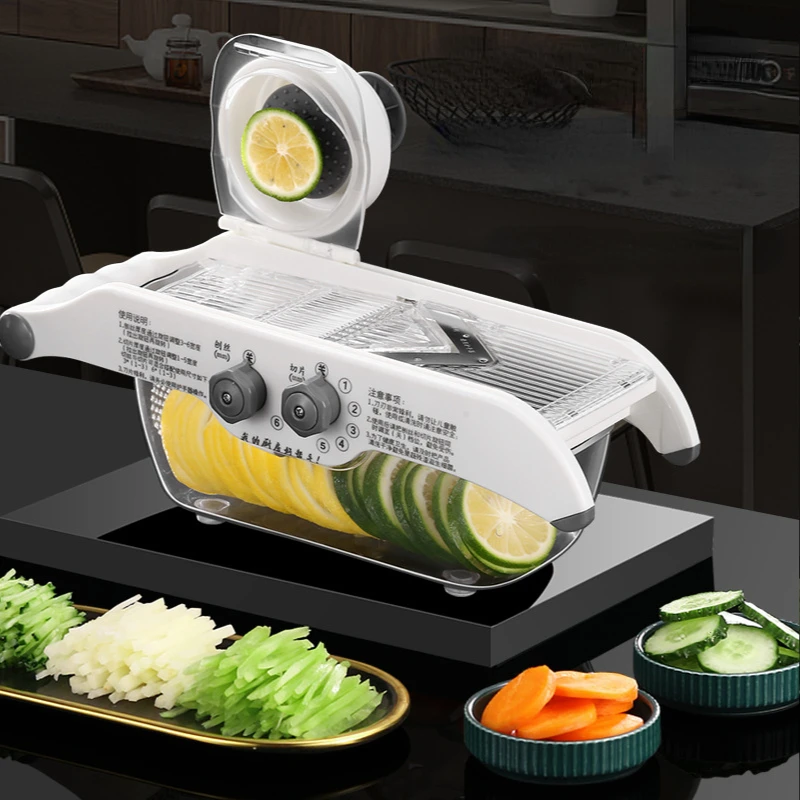多機能レモンスライサー野菜おろし金バスケット付き、Vブレード - Household Kitchen Gadgets Vegetable Cutter Silk Cutter のレビューと価格
