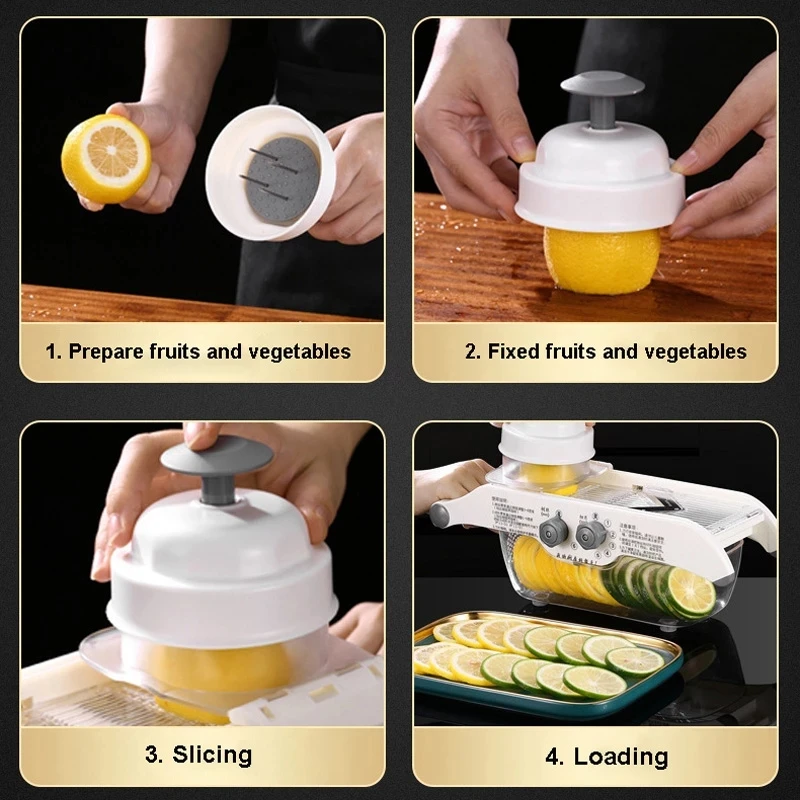 多機能レモンスライサー野菜おろし金バスケット付き、Vブレード - Household Kitchen Gadgets Vegetable Cutter Silk Cutter のレビューと価格