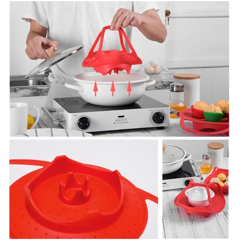 蒸し器バスケット シリコンエクステンション付き 食品果物と野 - Silicone Steamer Basket のレビューと価格