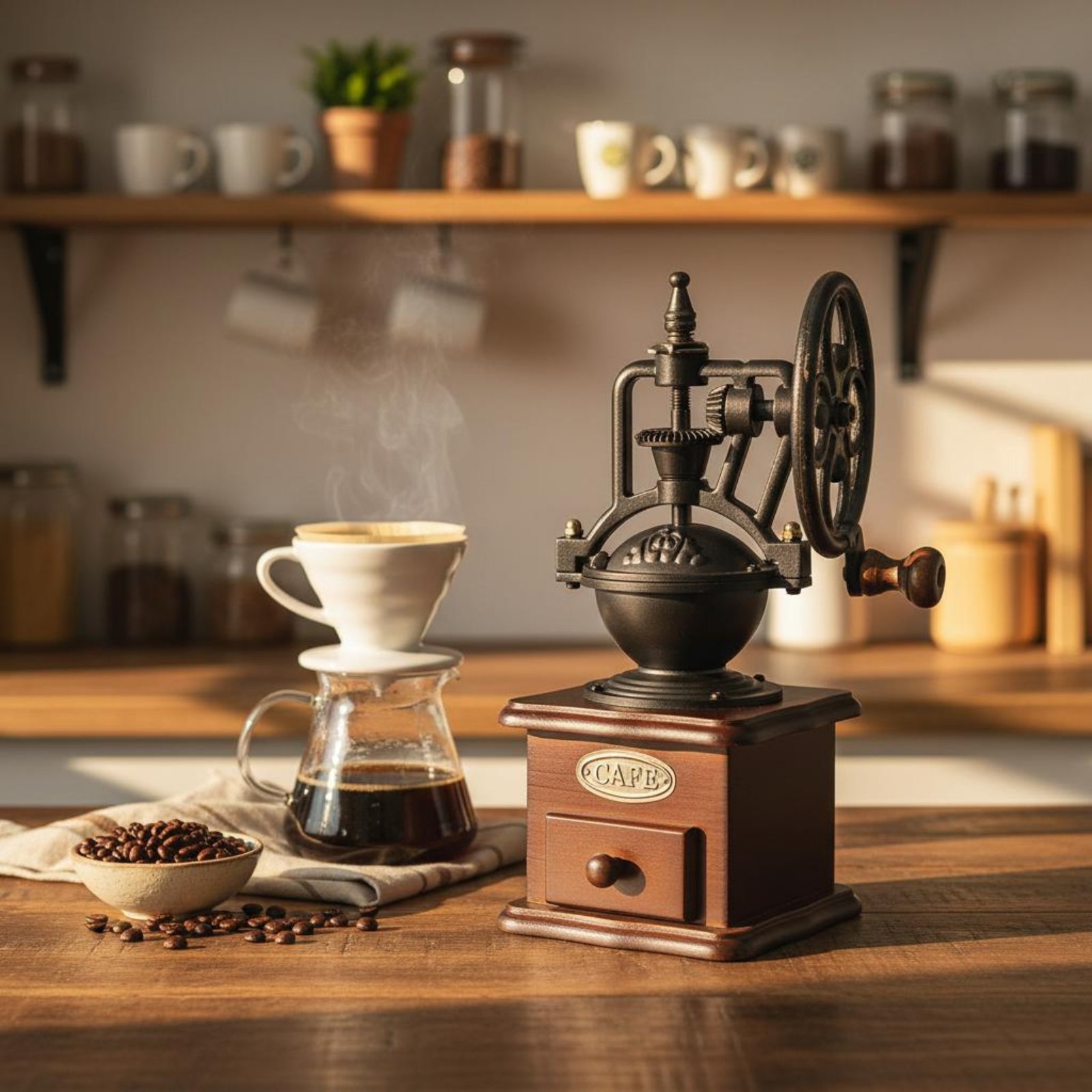 手動アミューズメントホイールコーヒーグラインダー鋳鉄製ヴィン - Kitchen Gadgets Vintage のレビューと価格
