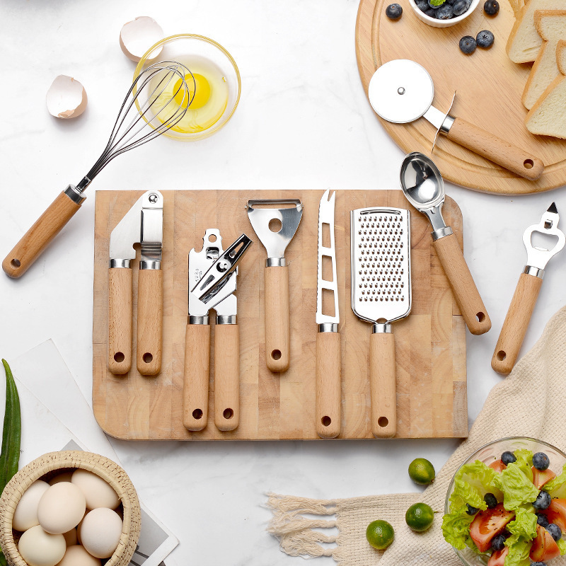 木製ハンドル付きステンレス製調理器具セット,キッチンツール, - Kitchen Gadgets To Gift のレビューと価格