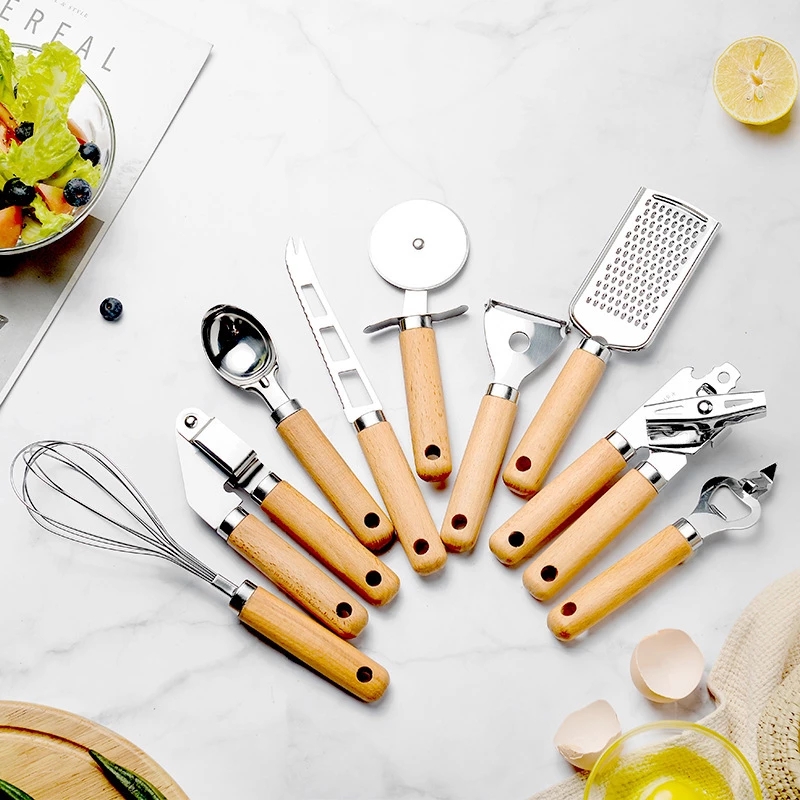 木製ハンドル付きステンレス製調理器具セット,キッチンツール, - Kitchen Gadgets To Gift のレビューと価格