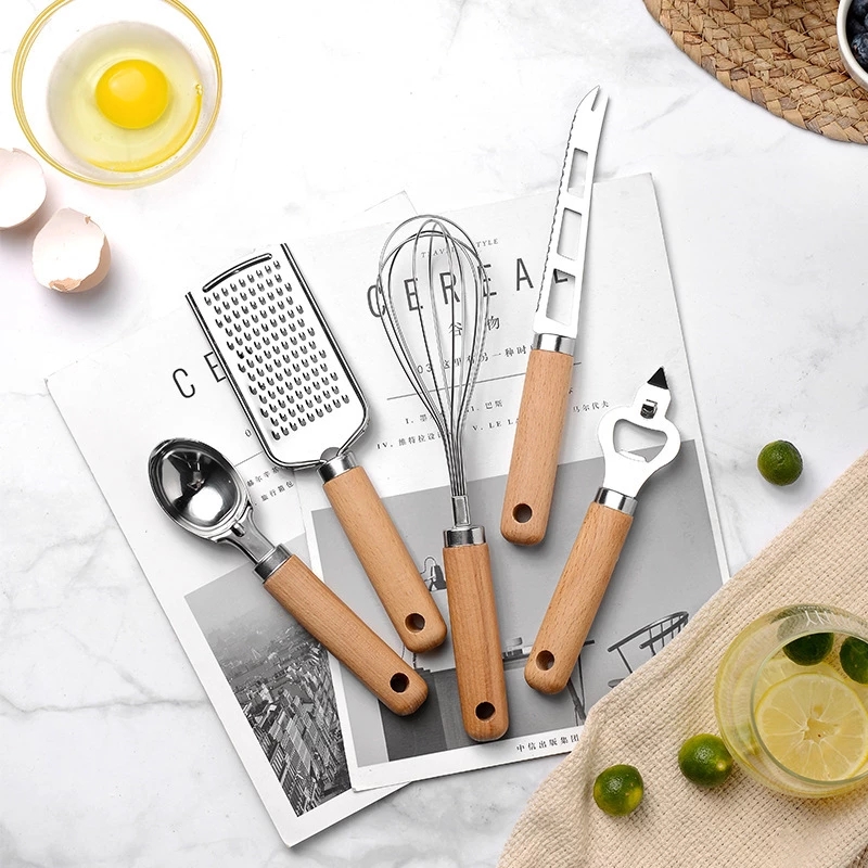 木製ハンドル付きステンレス製調理器具セット,キッチンツール, - Kitchen Gadgets To Gift のレビューと価格