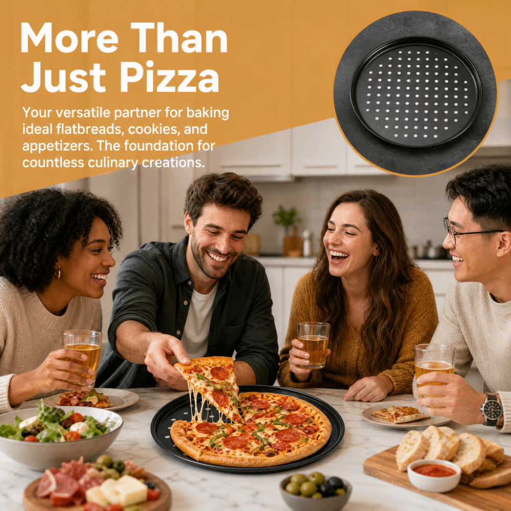 炭素鋼製穴あきピザパンセット 9/10/11/12/14イン - Pizza Stone Baking のレビューと価格