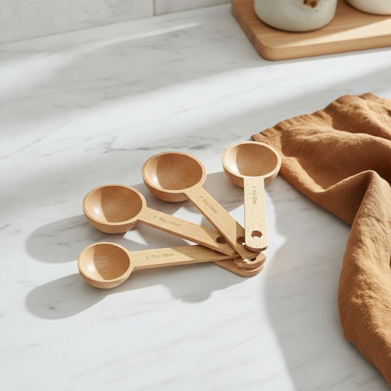 木製計量スプーン 7.5-45ML ポータブル ブナ材/クル - Kitchen Gadgets To Gift のレビューと価格
