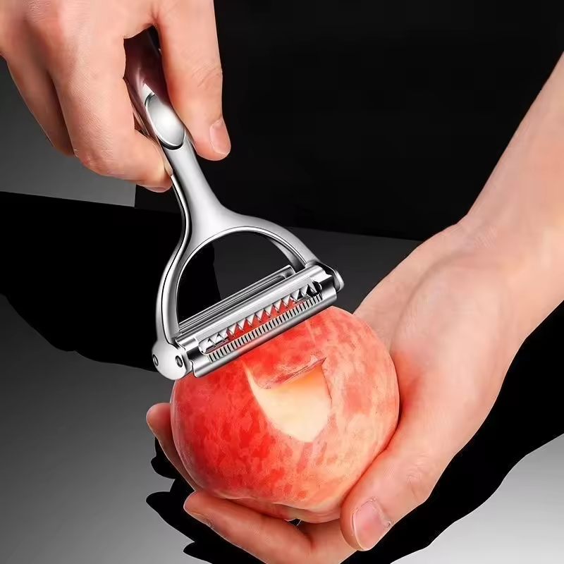 2in1 ステンレス鋼野菜の皮むき器ジャガイモの皮むき器多機 - Household Kitchen Gadgets Vegetable Cutter Silk Cutter のレビューと価格