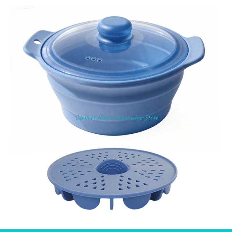 H7BF 電子レンジ安全蒸し容器人間工学に基づいたハンドル  - Silicone Steamer Basket のレビューと価格