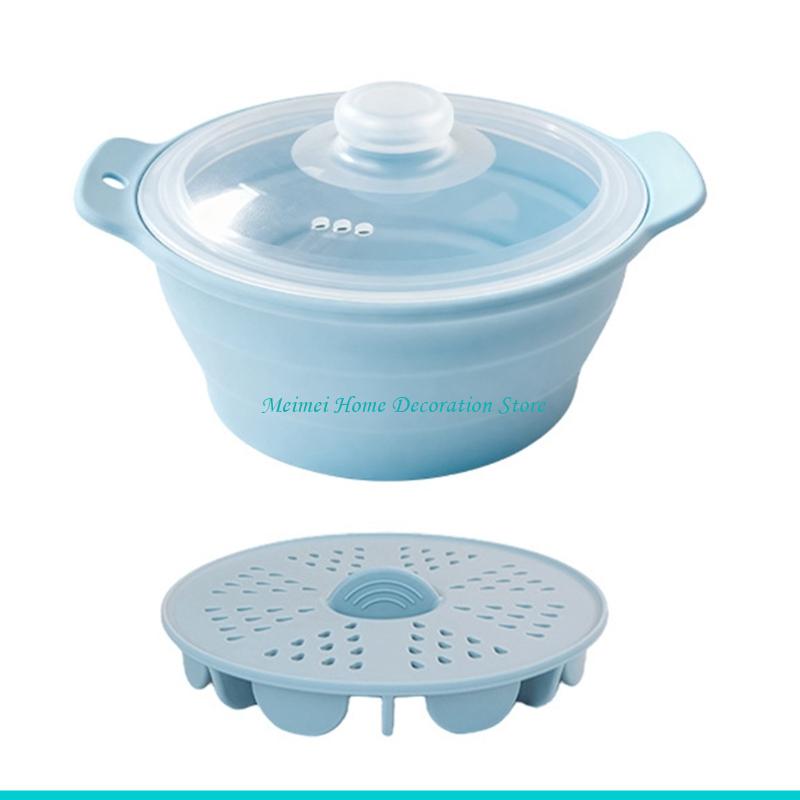 H7BF 電子レンジ安全蒸し容器人間工学に基づいたハンドル  - Silicone Steamer Basket のレビューと価格