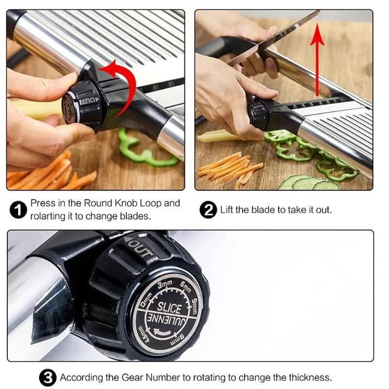 ステンレス鋼304のプロの野菜スライサー,調整可能なカッター - Household Kitchen Gadgets Vegetable Cutter Silk Cutter のレビューと価格