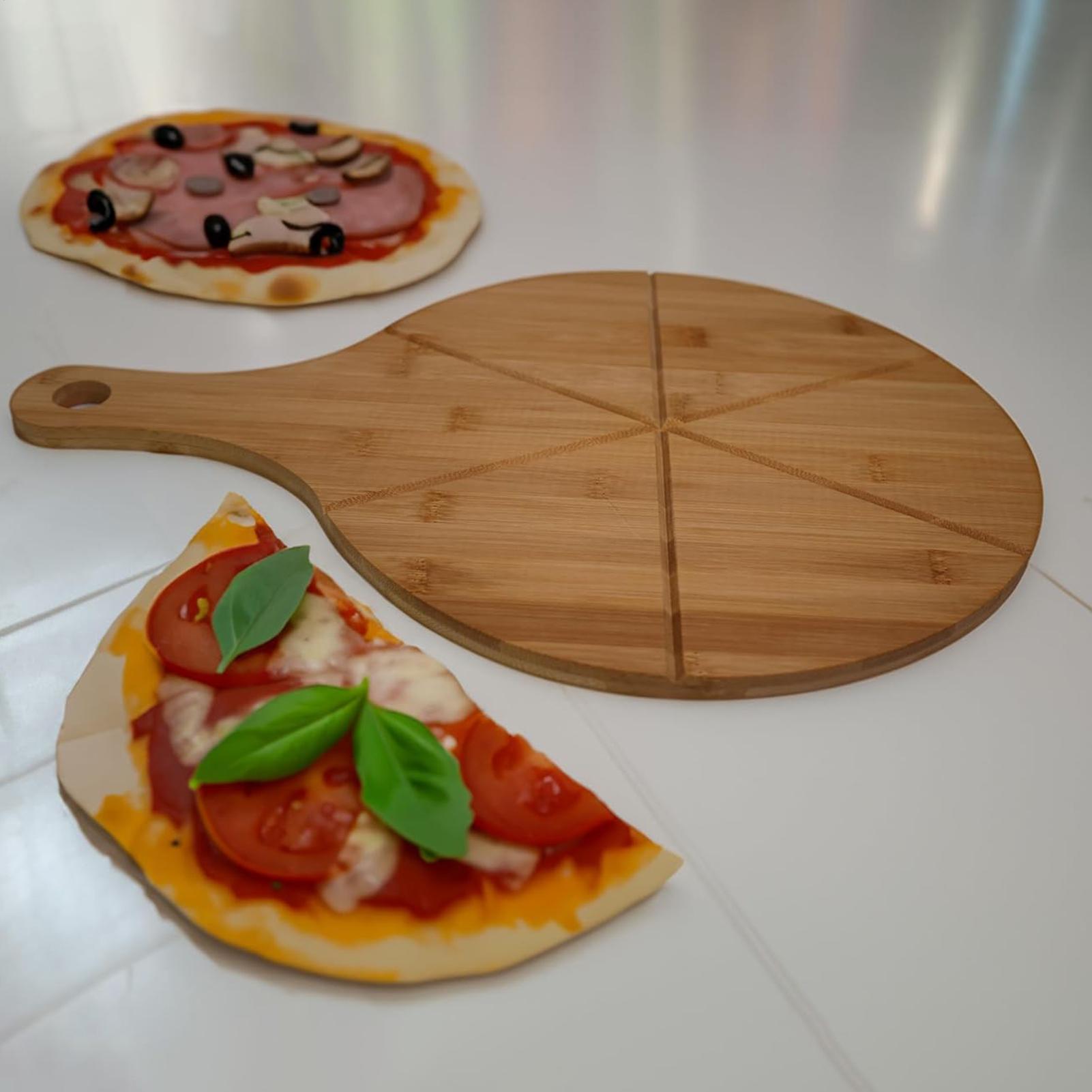 ピザカッティングボード 木製丸型キッチンガジェット ハンドル - Kitchen Gadgets Guide のレビューと価格