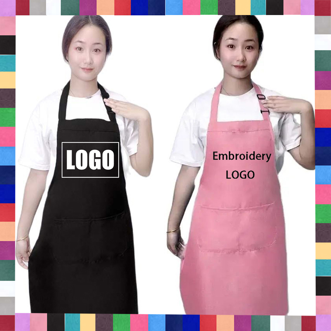 18 色カスタムロゴエプロン女性男性シェフ作業グリルレストラ - Kitchen Gadgets For Women のレビューと価格
