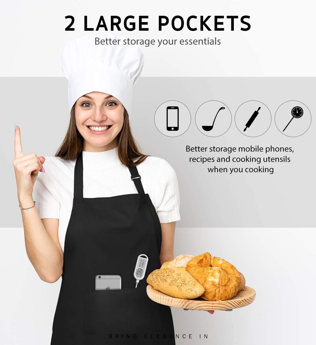18 色カスタムロゴエプロン女性男性シェフ作業グリルレストラ - Kitchen Gadgets For Women のレビューと価格