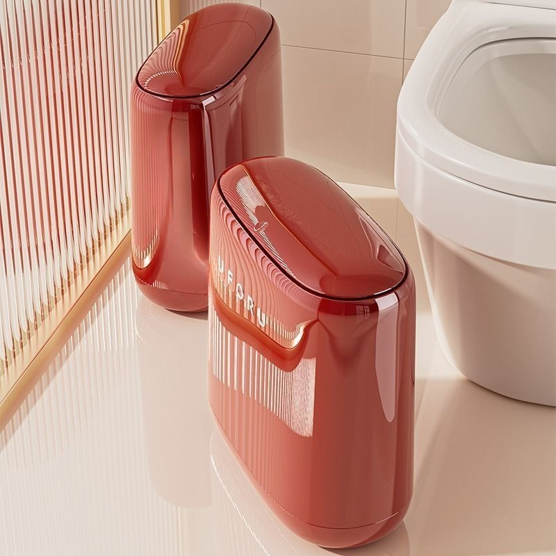 バスルーム用狭いゴミ箱 プラスチック製プレスカバー付きゴミ箱 - Kitchen Gadgets Luxury のレビューと価格