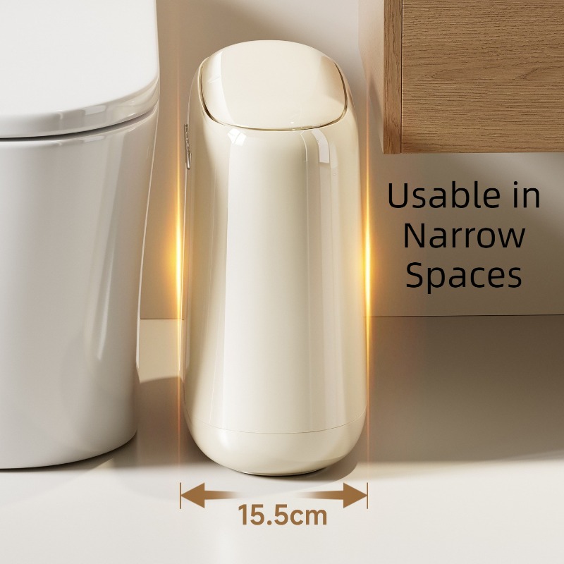 バスルーム用狭いゴミ箱 プラスチック製プレスカバー付きゴミ箱 - Kitchen Gadgets Luxury のレビューと価格