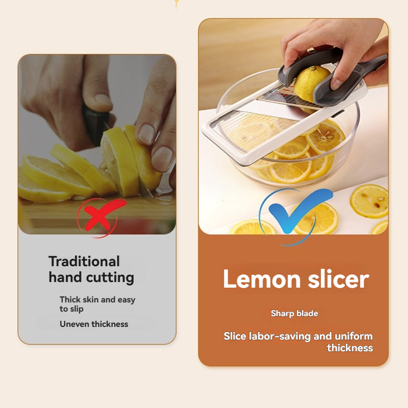 ハンドヘルド野菜スライサー厚さ調節可能なレモンキュウリスライ - Kitchen Gadgets Luxury のレビューと価格