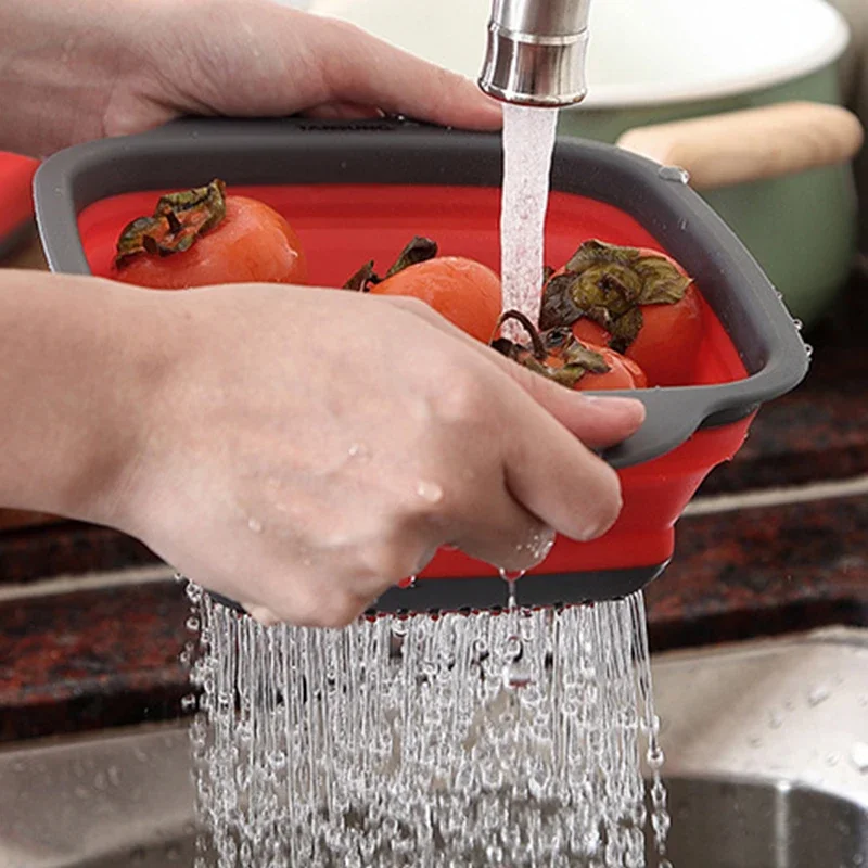 新しい折りたたみ野菜洗濯バスケット野菜果物フィルターポータブ - Silicone Steamer Basket のレビューと価格