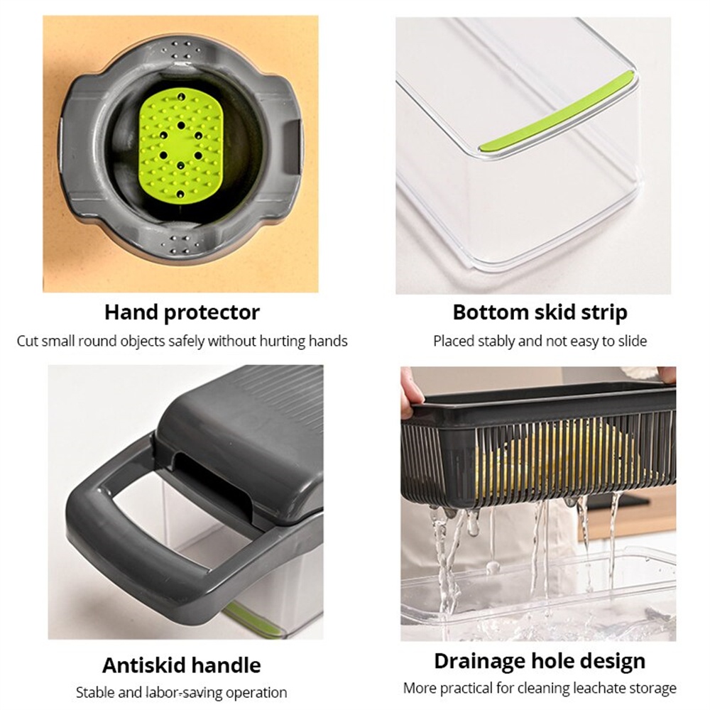 16個入り野菜カッター多機能スライサーフルーツポテトピーラー - Household Kitchen Gadgets Vegetable Cutter Silk Cutter のレビューと価格