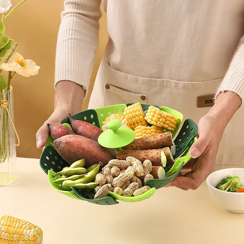 折りたたみ食品蒸し器野菜と果物の食品バスケット蒸し器ラック調 - Silicone Steamer Basket のレビューと価格