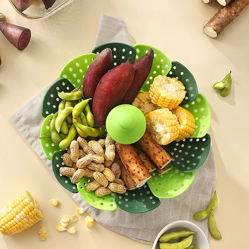 折りたたみ食品蒸し器野菜と果物の食品バスケット蒸し器ラック調 - Silicone Steamer Basket のレビューと価格