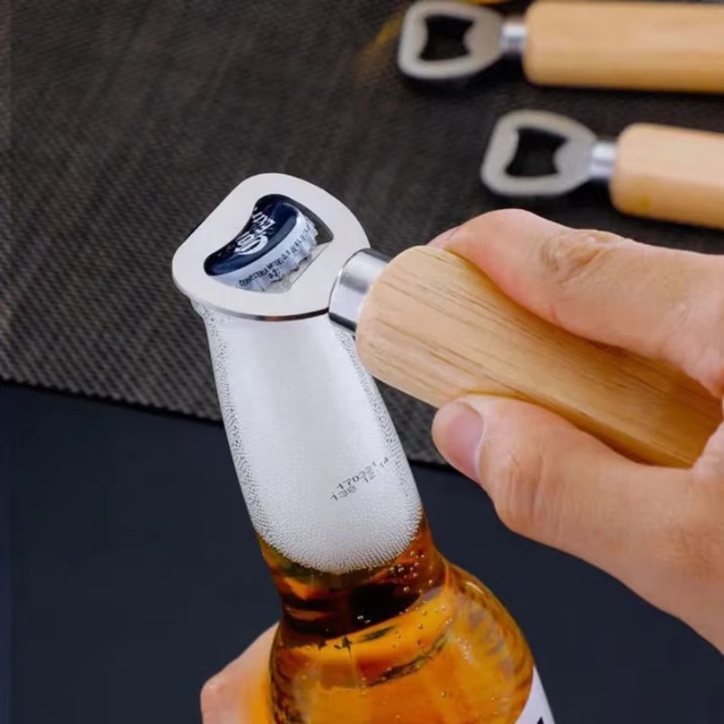 ステンレス鋼木製ボトルオープナー 家庭用キッチンバーレストラ - Kitchen Gadgets To Gift のレビューと価格