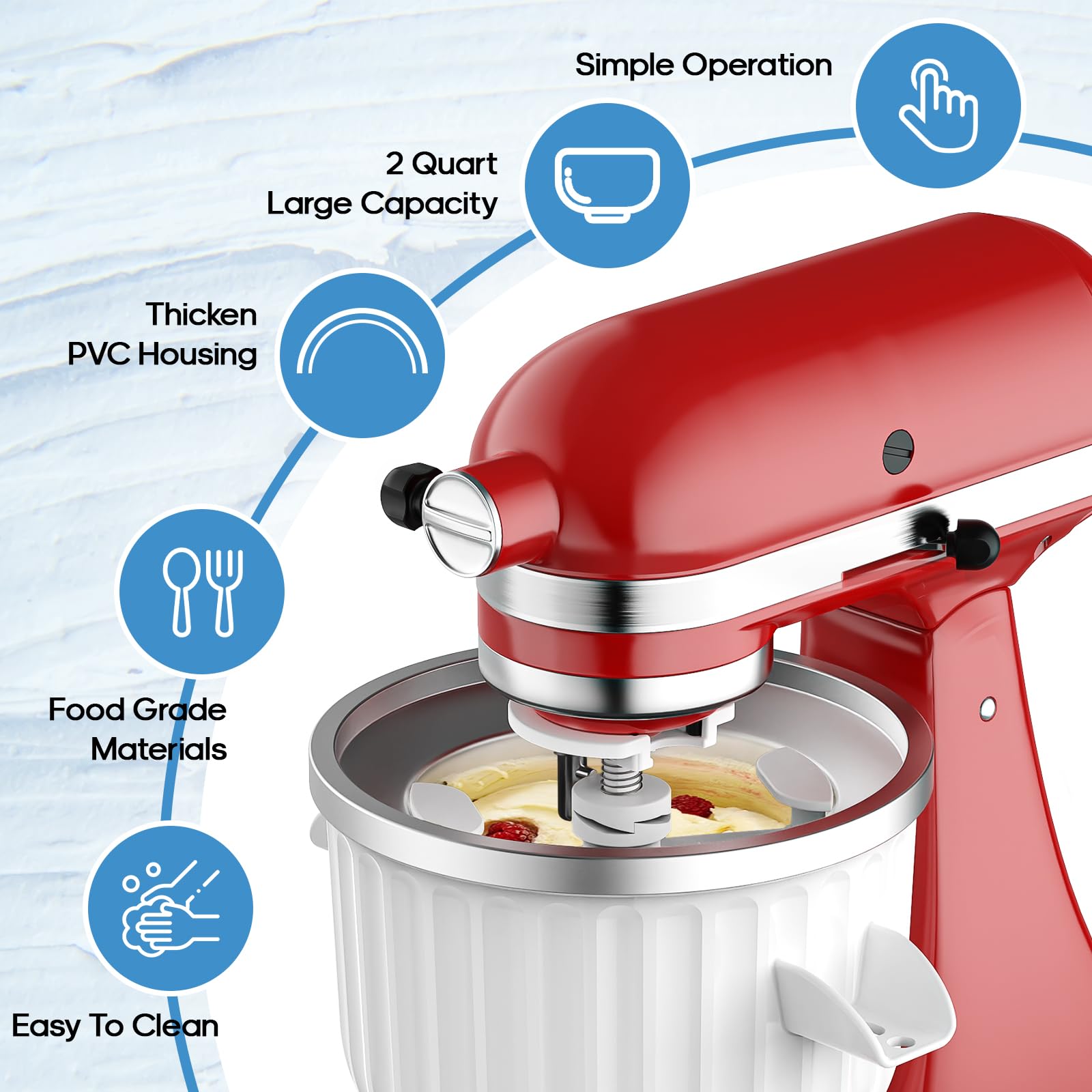 キッチンエイドスタンドミキサー用2クォートアイスクリームメー - Kitchen Gadgets Machine のレビューと価格