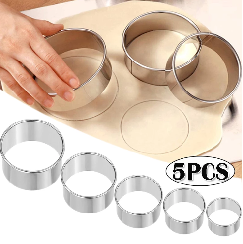 5 個ラウンドステンレス鋼ビスケット型餃子の皮切断型 DIY - Kitchen Gadgets For Cooking のレビューと価格