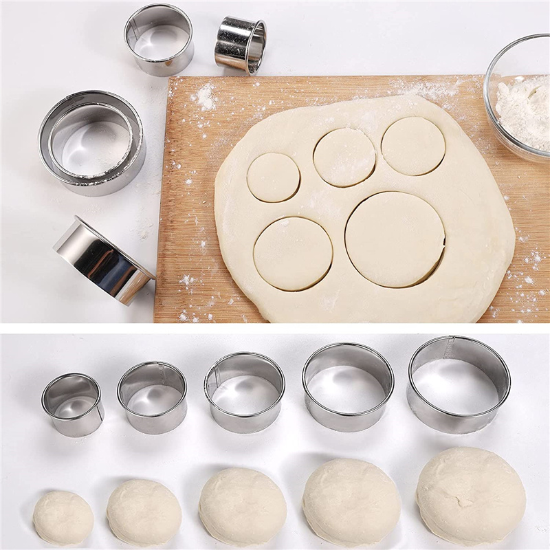 5 個ラウンドステンレス鋼ビスケット型餃子の皮切断型 DIY - Kitchen Gadgets For Cooking のレビューと価格