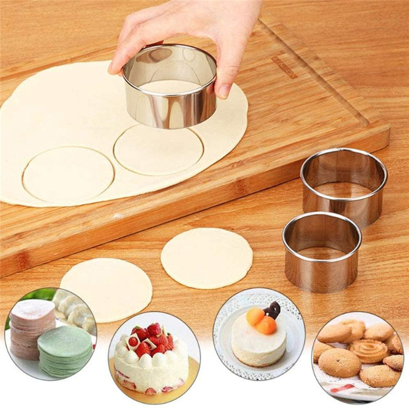 5 個ラウンドステンレス鋼ビスケット型餃子の皮切断型 DIY - Kitchen Gadgets For Cooking のレビューと価格