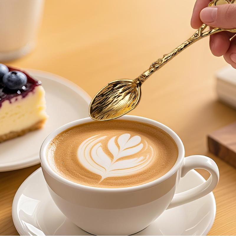 1Pc 金属デザートコーヒースプーンヴィンテージ彫刻トンボ枝 - Kitchen Gadgets Vintage のレビューと価格